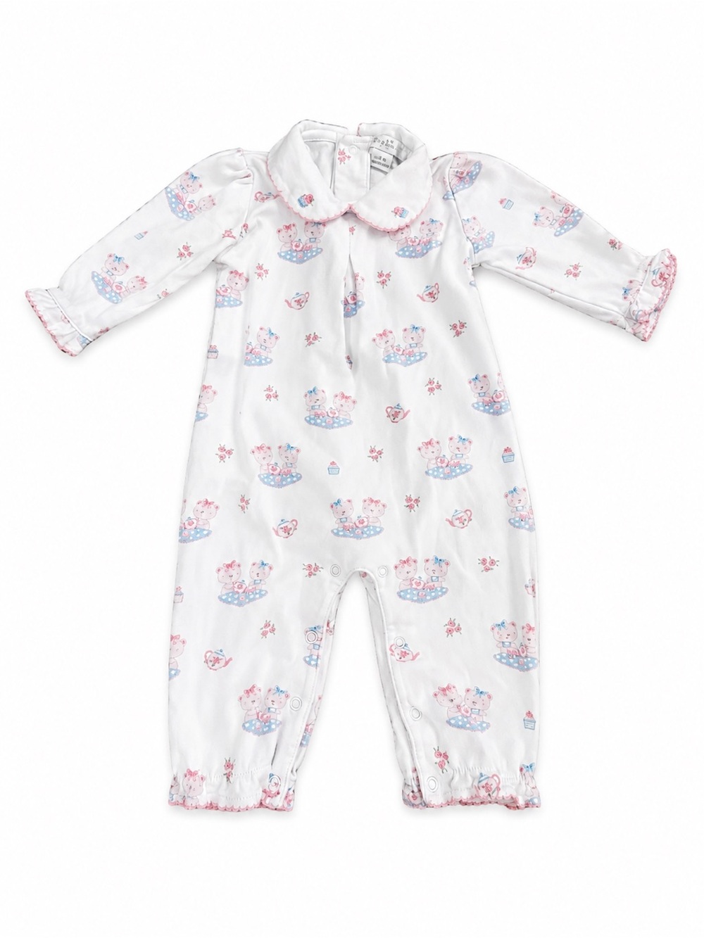 Kissy Kissy Baby Girl Picnic Bears Footless Romper 3–6M Pima Cotton